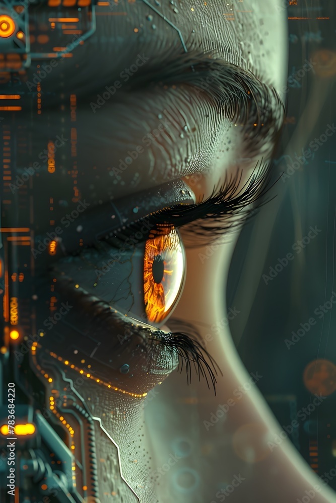 Watchful Bionic Eye Heralds Transhumanist Breakthroughs in Futuristic Sci Fi Aesthetics