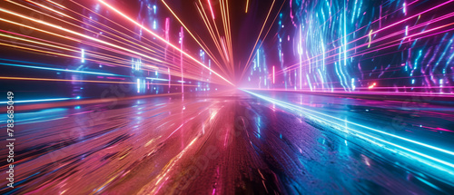 Futuristic High-Speed Neon Light Tunnel