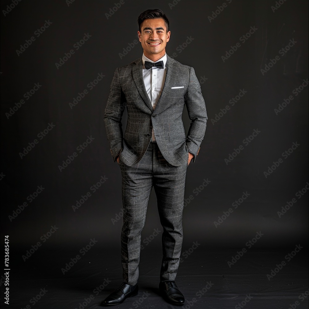 Fototapeta premium Man wearing suit and bow tie