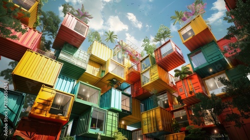 Life in a Stacked Shipping Container Complex