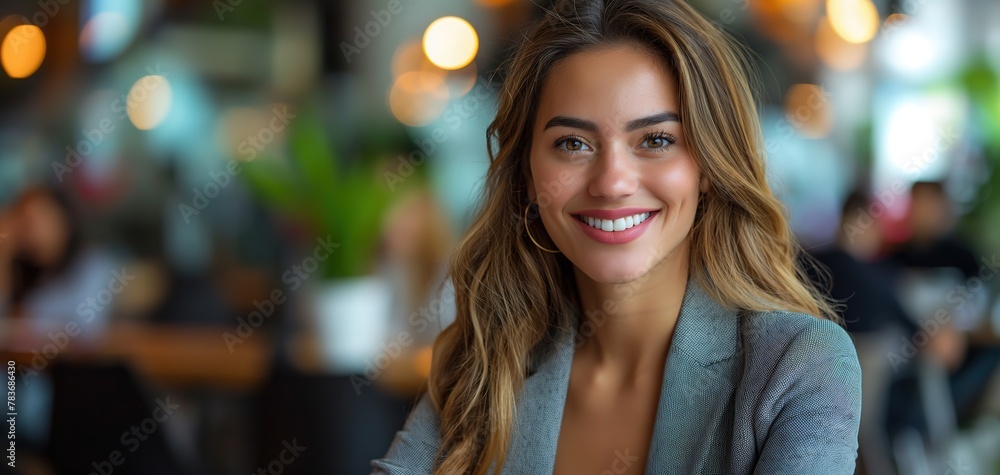 portrait of businesswoman smiling with confident at modern office, Generative Ai portrait of businesswoman smiling with confident at modern office, Generative Ai
