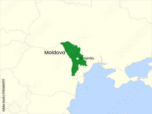 High detailed map of Moldova. Outline map of Moldova. Europe