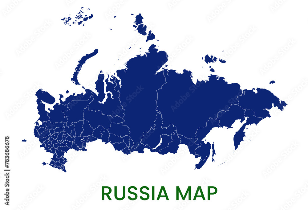 High detailed map of Russia. Outline map of Russia. Europe