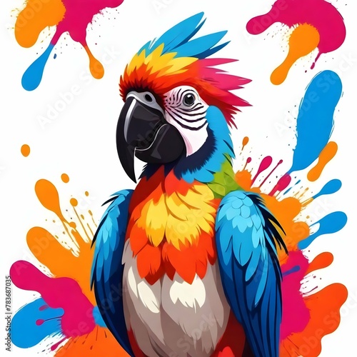 Vibrant Parrot with Splashes of Color 