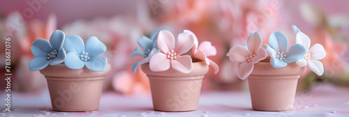 Pastel Floral Cupcakes in Rows with Elegant Decoration