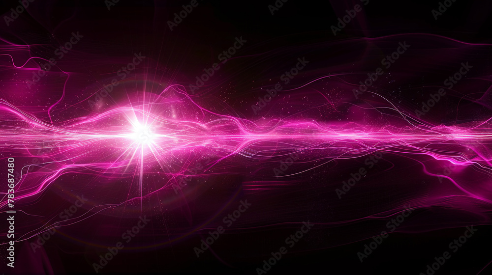 Obraz premium Magenta pink glare, digital flare burst, abstract overlay