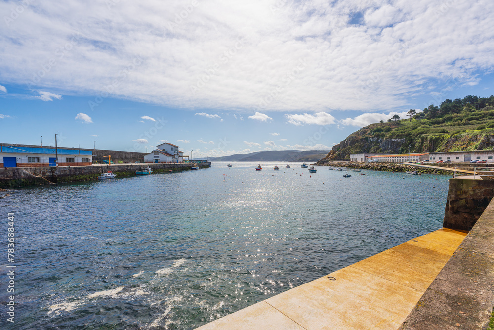 View of Malpica fishing Port in the Costa da Morte, Galicia, Spain
