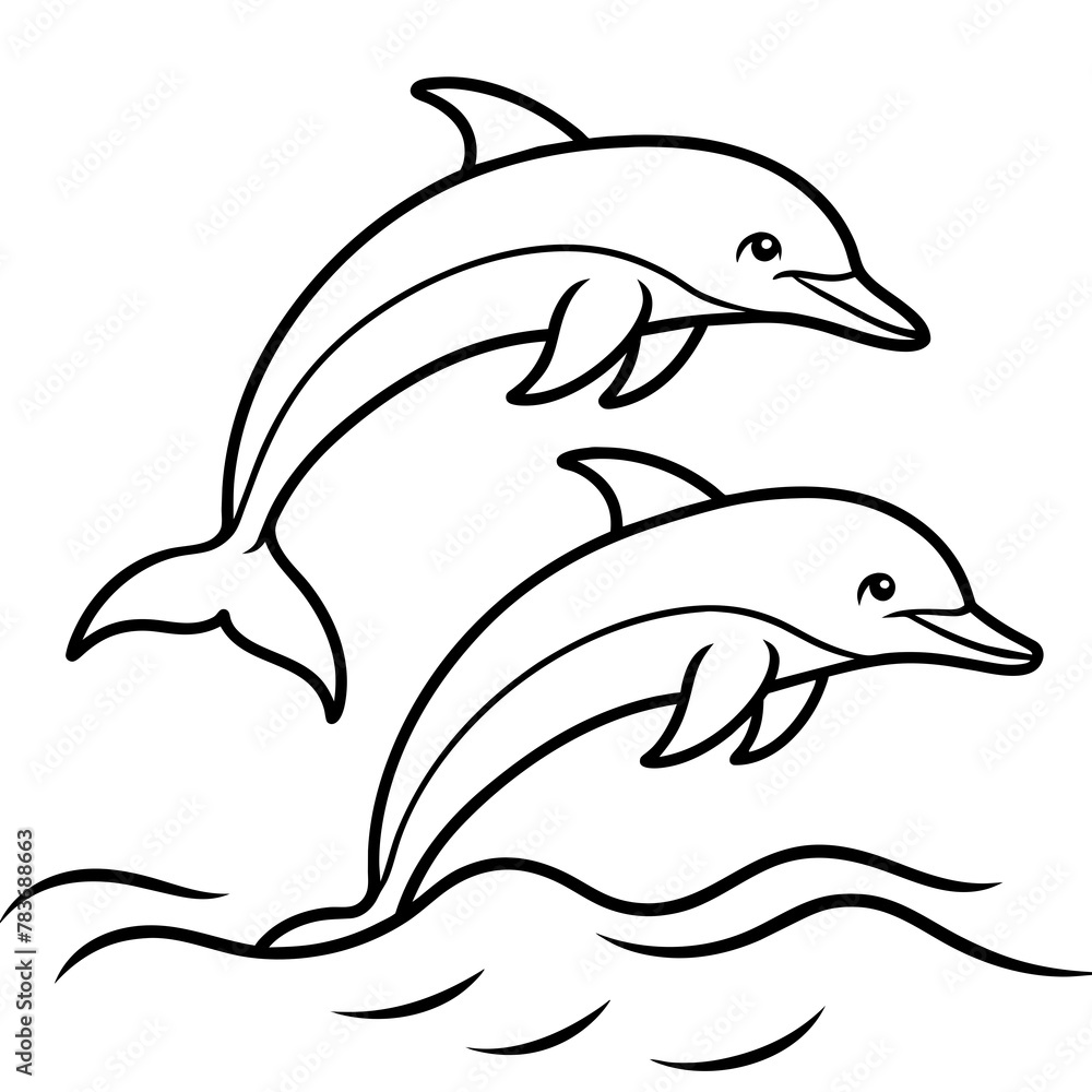 Fototapeta premium For T-shirt Design Vector silhouette of waving dolphins - Vector - Vector art - Vector illustration - Vector design - Latest Vector - Ultimate Vector - Premium Vector - Vector pro