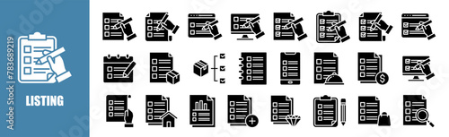 Listing icon set for design elements 