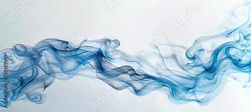 Elegant Blue Smoke Waves on White Background