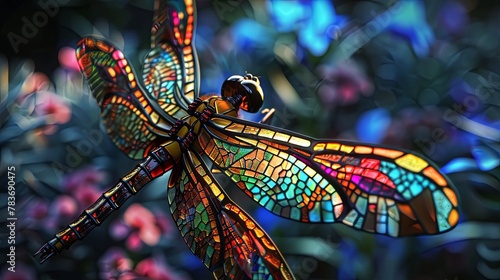 stained glass dragonfly
