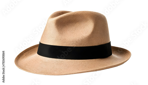 Vintage straw hat isolated on transparent background