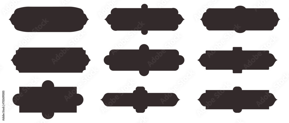 Assortment of Islam's traditional horizontal window or door designs for border or separator design. Collection of Mosque Muslim frames in silhouette. Assortment of Islam's traditional horizontal window or door designs for border or separator design. Collection of Mosque Muslim frames in silhouette.