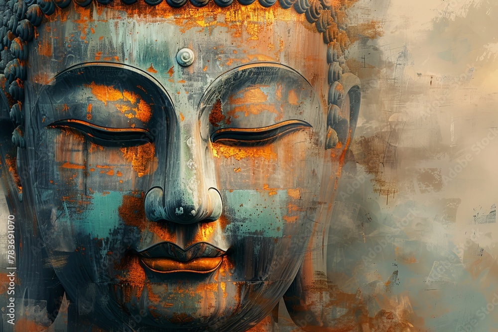 Buddha head with closed eyes