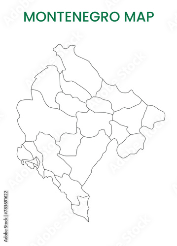 High detailed map of Montenegro. Outline map of Montenegro. Europe
