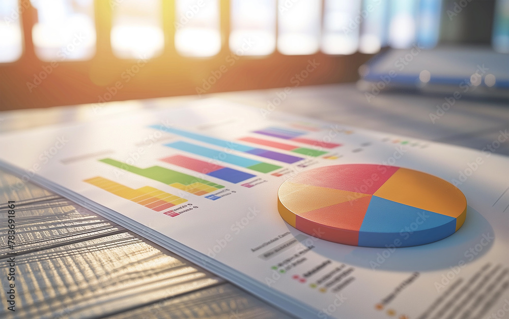 Business Report Featuring 3D Graphs and Charts - market research, financial presentation. Business Report Featuring 3D Graphs and Charts - market research, financial presentation.