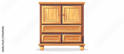 Interior furniture, a wooden wardrobe with drawers on wheels, isolated. Home decoration element.