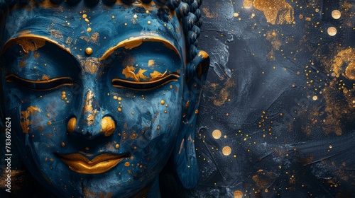 Close up of a blue buddha statue © BrandwayArt
