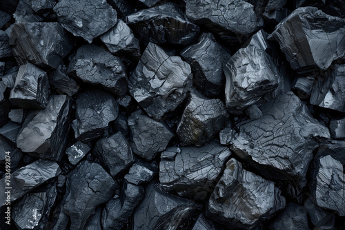 Close-up of textured charcoal blocks photo