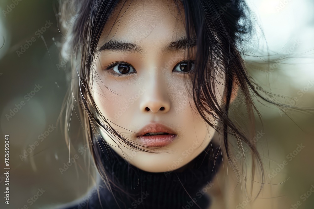 Charismatic Asian model. Cream spa facial. Generate Ai