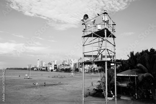 Guard Watch Tower on beach, Chowpatty, Girgaon, Bombay, Mumbai, Maharashtra, India, Asia photo