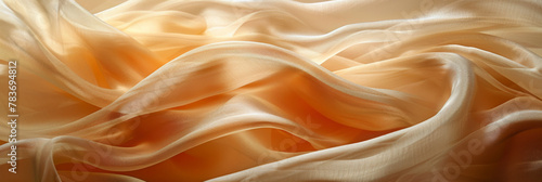 Elegant Peach Silk Fabric Waves Abstract