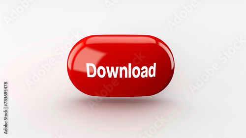 Red Download button isolated on white background