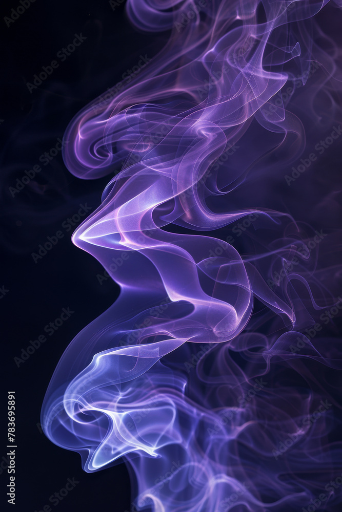 Abstract Purple Smoke Whirls on Dark Background