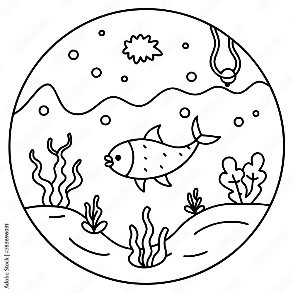 Obraz premium whimsical underwater world vector illustration. 