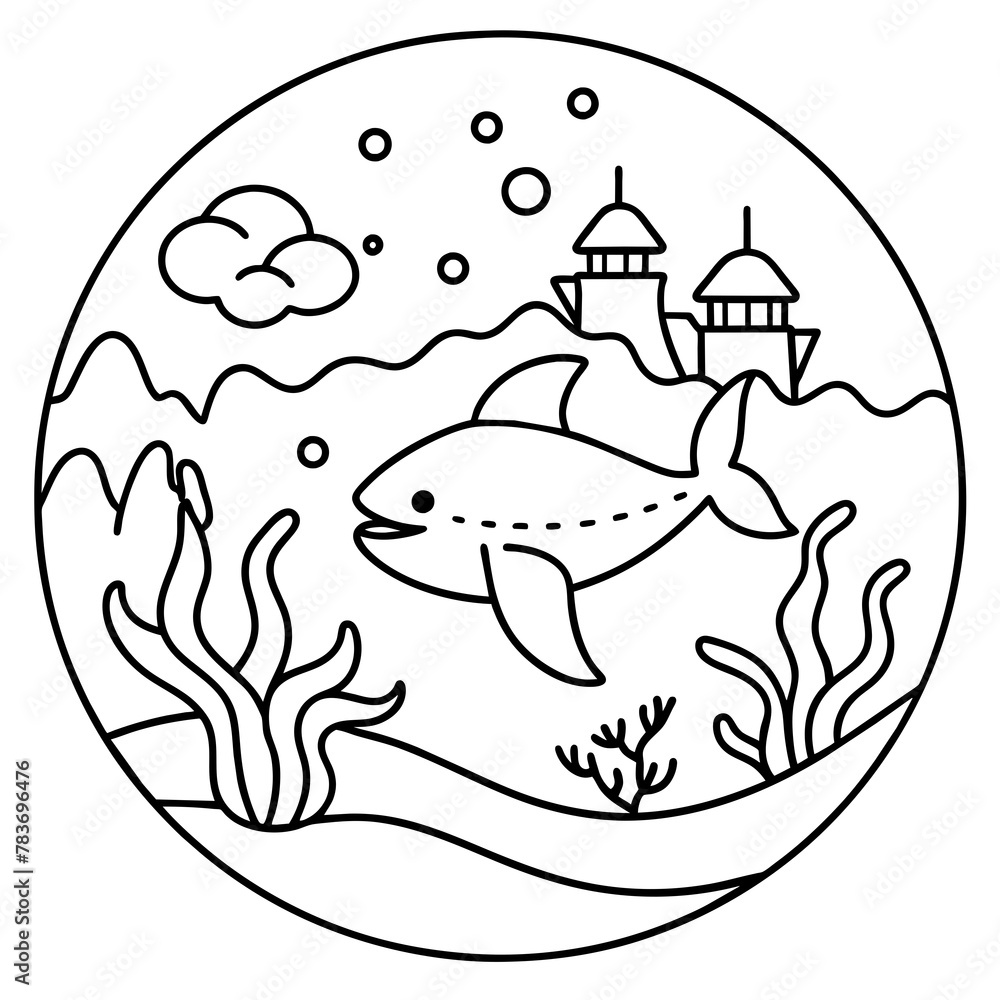 Fototapeta premium whimsical underwater world vector illustration.