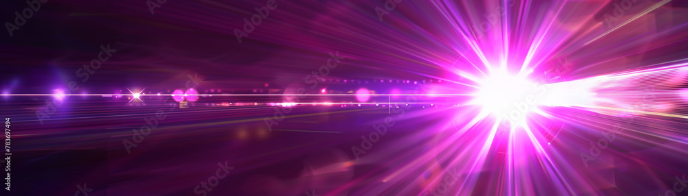 Purple magenta lens flare, digital burst, iridescent overlay - obrazy, fototapety, plakaty 