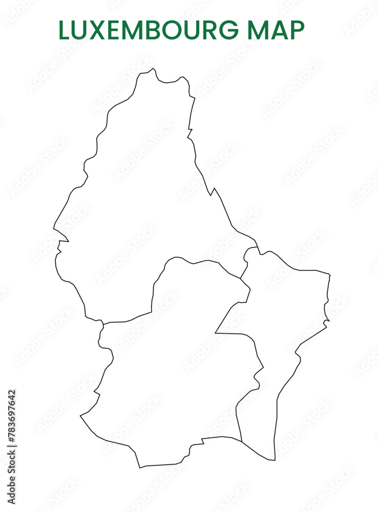 High detailed map of Luxembourg. Outline map of Luxembourg. Europe