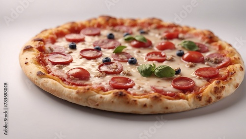 Round pizza on white background