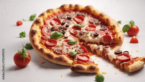 Round pizza on white background