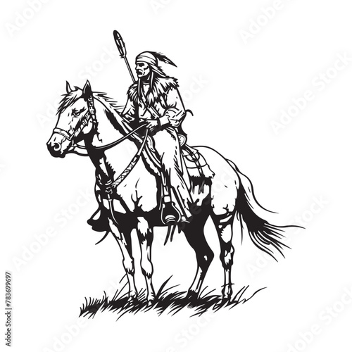 Native American Warrior on Horse Vector Images
