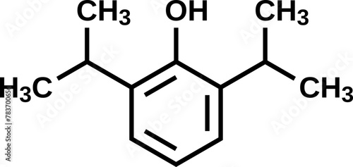 Propofol structural formula, vector illustration