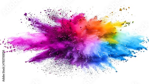 Colorful powder explosion isolated on white background photo