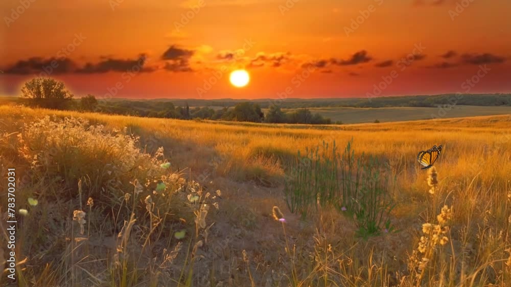 sunset over the field sunset over the field