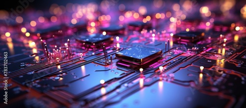 Circuit board close up. Technology background. © nahij