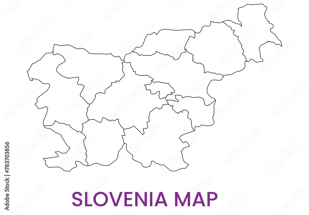 High detailed map of Slovenia. Outline map of Slovenia. Europe
