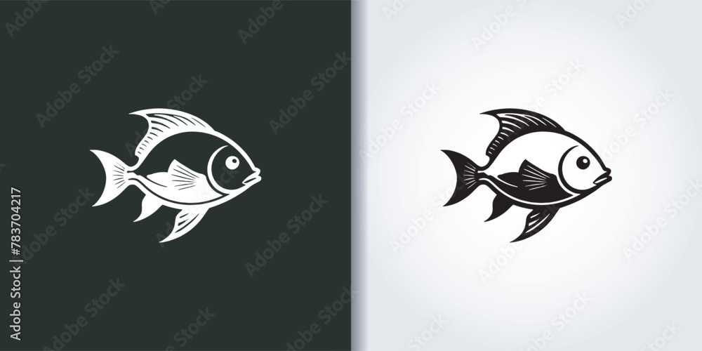fish drawing logo set fish drawing logo set