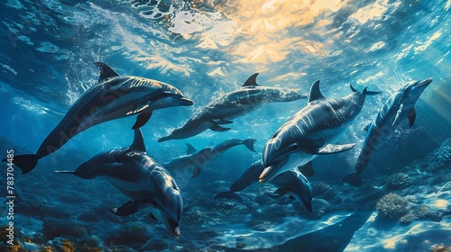 Synchronized Joy: A Pod of Playful Dolphins Leaping in Perfect Harmony © Huzaifa
