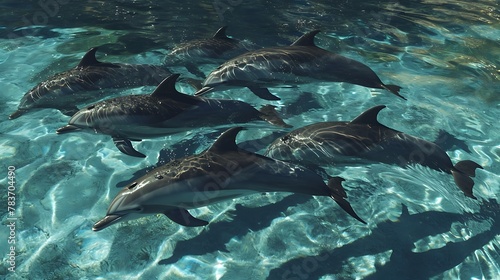 Synchronized Joy: A Pod of Playful Dolphins Leaping in Perfect Harmony