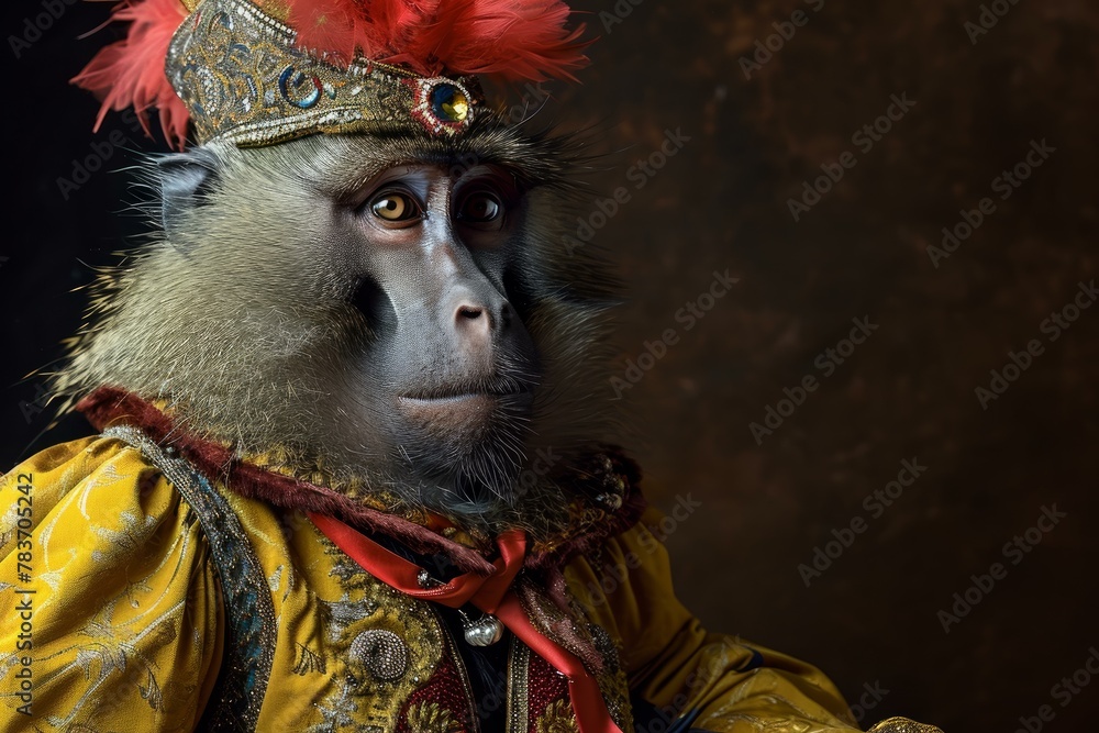 Unexpected Medieval monkey baboon shot. Animal art. Generate Ai Unexpected Medieval monkey baboon shot. Animal art. Generate Ai