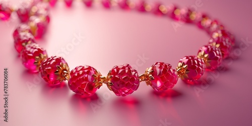 jewelry made of raspberries and gold isolated on pink background fashionable