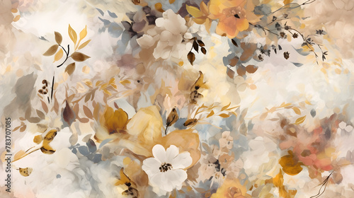 soft light vintage autumn orange abstract floral background wallpaper pattern