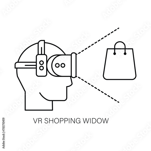 Virtual Reality Shopping Window Icon: with editable stroke.