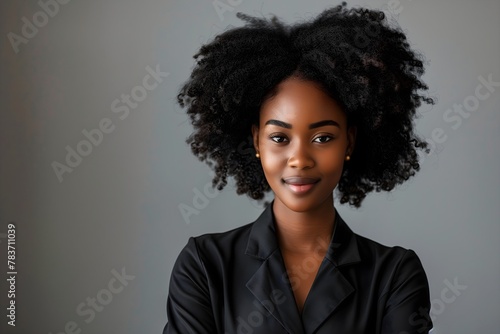 Empowered Professional Woman with Natural Curly Hair  Confidence and Elegance in the Workplace