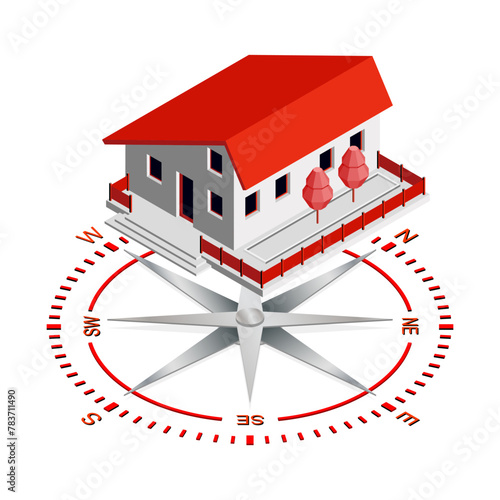  Cardinal Directions. Vastu Shastra Building Art of Adjusting the House, Household Appliances and Rooms by the Divine Laws. Science of Architecture. Vastu Purusha Mandala.  Ancient Vedic Conception.