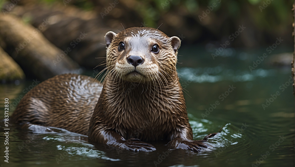 otter in the water, otter on a tree otter in the water, otter on a tree
